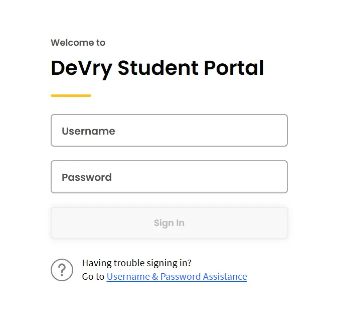 Devery Student Portal Login Page